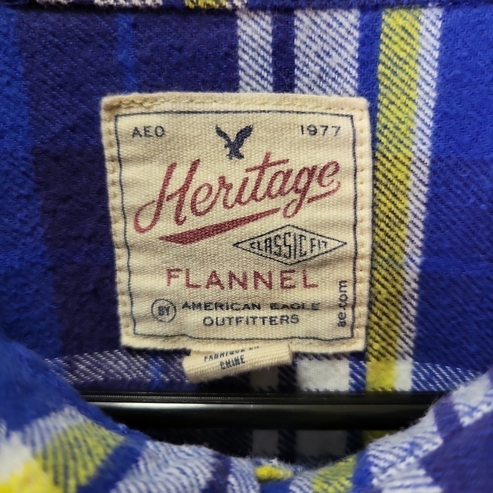 Heritage American Eagle XXL_TTG Shacket Flannel Shirt blue/white/yellow - Picture 16 of 16